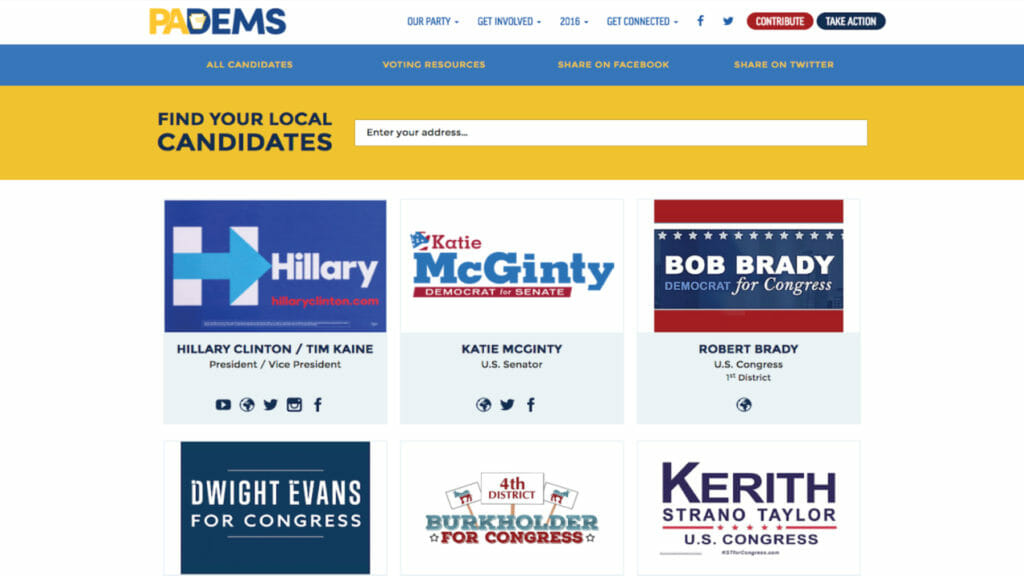 Think Big Campaigns PADEMS website candidates